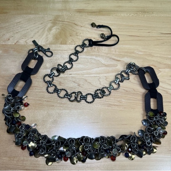 Chico's Accessories - Chico's dark romance Mixed Metal Leather and Beaded Belt
Length from 23 to 39in